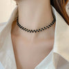 French Romantic Metal Woven Mesh Chain Green Crystal Pendant Necklace 2022 New Neckchain for Womens Party Exquisite Jewelry