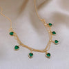 French Romantic Metal Woven Mesh Chain Green Crystal Pendant Necklace 2022 New Neckchain for Womens Party Exquisite Jewelry