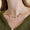 French Romantic Metal Woven Mesh Chain Green Crystal Pendant Necklace 2022 New Neckchain for Womens Party Exquisite Jewelry