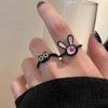 Funny Black Cat Monster Ring for Women Cartoon Big Eye Couple Rings Wedding Finger Jewelry  Sweet Accessories  New