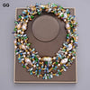 GG Jewelry 18" 4 Strands 25MM Natural Purple Keshi Baroque Pearl Colorful Crystal Necklace Handmade For Women