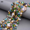 GG Jewelry 18" 4 Strands 25MM Natural Purple Keshi Baroque Pearl Colorful Crystal Necklace Handmade For Women