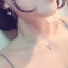 Genuine 100% 100% 925 Sterling Silver Simpl Letter V Pendant Necklace Women Chokers Creative  s Korean Jewelry