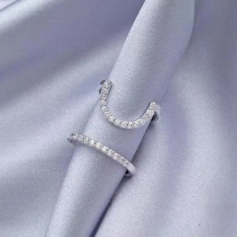 Geometric Open Adjustable Nail Ring Korean  Rhinestones Fingertip Rings For Women Girls  Trendy Jewelry Party Gifts