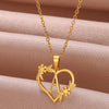 Gold Color Dainty Flower Initials Necklace Women Girl Stainless Steel Heart Letter Choker Necklace  Gifts Alphabet Jewelry