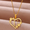 Gold Color Dainty Flower Initials Necklace Women Girl Stainless Steel Heart Letter Choker Necklace  Gifts Alphabet Jewelry