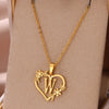 Gold Color Dainty Flower Initials Necklace Women Girl Stainless Steel Heart Letter Choker Necklace  Gifts Alphabet Jewelry