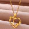Gold Color Dainty Flower Initials Necklace Women Girl Stainless Steel Heart Letter Choker Necklace  Gifts Alphabet Jewelry