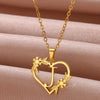 Gold Color Dainty Flower Initials Necklace Women Girl Stainless Steel Heart Letter Choker Necklace  Gifts Alphabet Jewelry