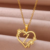 Gold Color Dainty Flower Initials Necklace Women Girl Stainless Steel Heart Letter Choker Necklace  Gifts Alphabet Jewelry