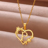 Gold Color Dainty Flower Initials Necklace Women Girl Stainless Steel Heart Letter Choker Necklace  Gifts Alphabet Jewelry