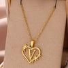 Gold Color Dainty Flower Initials Necklace Women Girl Stainless Steel Heart Letter Choker Necklace  Gifts Alphabet Jewelry