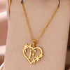Gold Color Dainty Flower Initials Necklace Women Girl Stainless Steel Heart Letter Choker Necklace  Gifts Alphabet Jewelry