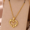Gold Color Dainty Flower Initials Necklace Women Girl Stainless Steel Heart Letter Choker Necklace  Gifts Alphabet Jewelry