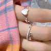 Gothic Aesthetic White Enamel Butterfly Open Ring Punk Irregular Opal Heart Rings for Women Jewelry Y2K Emo Grunge Accessories