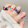 Gothic Punk Colorful One Eyed Monster Resin Acrylic Rings for Women Funny Cartoon Halloween Cosplay Finger Ring Jewelry Gifts
