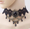 Gothic Victorian Black Lace Necklace Women Girl Boho Crystal Tassel Sexy Lace Choker Steampunk Dark Loli Style Halloween Jewelry