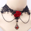 Gothic Victorian Black Lace Necklace Women Girl Boho Crystal Tassel Sexy Lace Choker Steampunk Dark Loli Style Halloween Jewelry