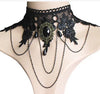 Gothic Victorian Black Lace Necklace Women Girl Boho Crystal Tassel Sexy Lace Choker Steampunk Dark Loli Style Halloween Jewelry