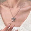 Gothic Vintage Pearl Bowknot Pendant Necklace for Women Y2K Aesthetic Handmade Beaded Imitation Pearl Necklace Jewelry Gift