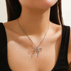 Gothic Vintage Pearl Bowknot Pendant Necklace for Women Y2K Aesthetic Handmade Beaded Imitation Pearl Necklace Jewelry Gift