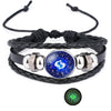 12 Zodiac Sign Glow in The Dark bracelet Bangle For Women Men Glass Constellations Charm Leather Rope Chains Jewelry - Image 31