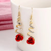 Jewelry Red Rose Drop Earrings Women Vintage Rhinestone Flowers Dangle Earring Weddings Engagement Party Jewelry - Image 14