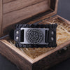 Charm Wide Leather Bracelet Men Punk Braided Rope Alloy Cuff Bangle Male Wristband Viking Bracelet Mens Jewelry with wood box - Image 8