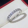 Slim Brass Band Ring with Cubic Zirconia Accents in Gold-Tone or Silver-Tone - Image 3