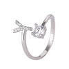 Buyee Silver Female Ring Finger White Zircon A-Z Letter Open Ring for Women Party Jewelry Circle - Image 12