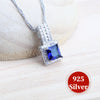 Bridal Silver Jewelry Sets Blue Zirconia Ladies Costume Pendant Wedding Necklace Set For Women Stone Earrings Bracelets Ring - Image 4