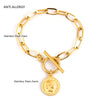 Women Bracelet Stainless Steel Silver/gold Color T bar Flat Line Oval Chain Female Bracelet Jewelry - Image 2