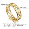 Retro Filigree Stainless Steel Ring Cutout Elegant Gold Color Finger Rings Jewelry Wedding Gift for Women Friend - Image 12