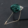Ribbon Rose Flower Golden Leaf Brooch Pin for Men Women Silk Buttonhole Groomsmen Party Prom Suit Accessories - Image 30