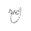 Buyee Silver Female Ring Finger White Zircon A-Z Letter Open Ring for Women Party Jewelry Circle - Image 23