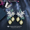 Unique Design Art Deco Cluster Leaf Long Dangling Drop White Green Cubic Zirconia Earrings for Women Prom Party - Image 5