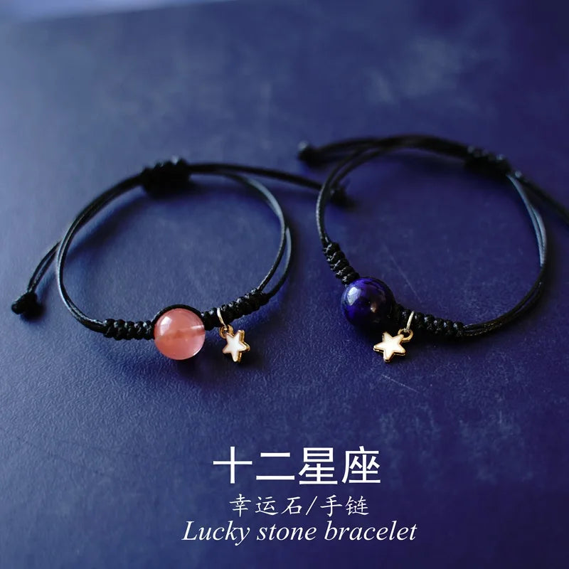Twelve Constellation Lucky Stone Bracelet Male And Female Student Couple Bracelet Gift Jewelry - Image 1