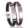 Bracelet Black Leather Bracelets Bangles Stainless Steel Bracelets For Women Men Jewelry - Image 1