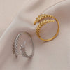 316L Stainless Steel Leaf Cross Opening Ring For Woman French Elegant 2 Color Wedding Jewelry Holiday Gift Beautiful - Image 1