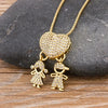 Family Pendant Necklace with Child Figure Combinations and Stone Accents - Image 8