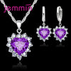 Wding Engagement Anniversary Gift Jewelry Sets Silver Color Stamped Heart Pendant Hoop Earrings for Women Girls - Image 9