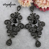 Rhinestone Drop Earrings Vintage Hollow Big Dangle Earrings Jewelry For Women Gift - Image 1