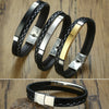 Multi Layer Leather Bracelets for Men Women Customizable Engraving Stainless Steel Personalized Bangle,Fathers Day Dad Gift - Image 4