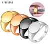 Women Signet Ring Polished Seal Chunky Oval Width Ring Stainless Steel Simple Punk Jewelry Accessories - Image 1