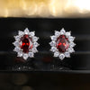Full Zircon Stud Earrings for Women Blue/Purple/Red/Pink/Black/White/Green Oval CZ Wedding Female Jewelry - Image 3