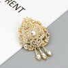 Gold Color Caftan Brooch for Women Moroccan Wedding Dress Jewelry Turkish Arabic Crystal Hijab Lapel Flower Brooch Pins - Image 5