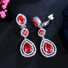 BeaQueen Dark Blue Cubic Zirconia Long Water Drop Statement Clip On Earrings Without Piercing for Women Ear Clips Jewelry - Image 4