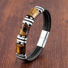 Tiger Eye Bead Bracelet with Stainless Steel Details in Multiple Colors - Image 9