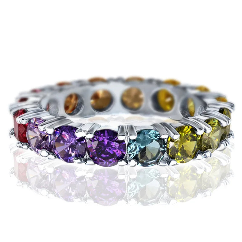 Colored Cubic Zirconia Promise Rings for Women Wedding Party Stylish Accessories Statement Jewelry - Image 1