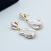 Baroque Women's Earrings Drop Shape White Freshwater Pearl Pendant Handmade Jewelry - Image 3